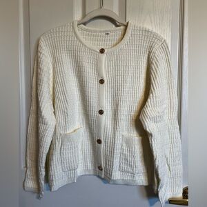 Women's Cream Button-Up Sweater